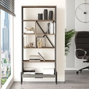 Estante VS4 – Castanho, Cinzento e Antracite – 75,5x160,8x44,5 cm