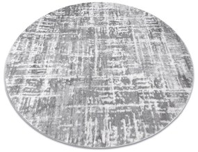 Tapete MEFE moderno Circulo 8722 Linhas vintage - Structural dois níveis de lã cinza cinzento / branco