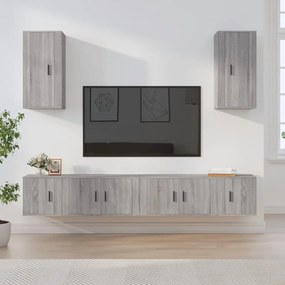vidaXL Conjunto móveis de TV 6 pcs madeira processada sonoma cinza