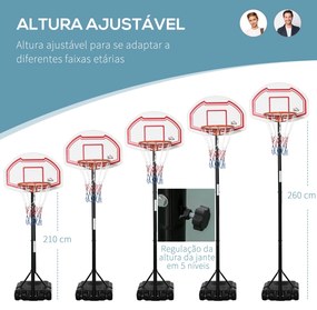 HOMCOM Tabela de Basquetebol para Exterior com Altura Ajustável 258x31