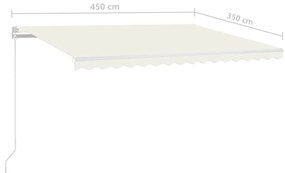 Toldo retrátil manual com LED 450x350 cm cor creme