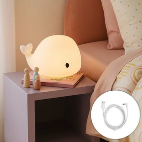 Candeeiro de mesa branco 30cm incl. LED regulável IP54 recarregável - Baby Whale