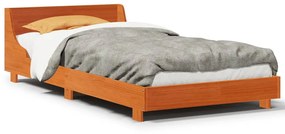 Estrutura cama c/ cabeceira 90x190 cm pinho maciço castanho-mel