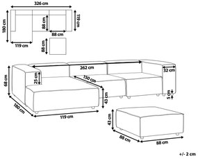 Sofá de canto modular 3 lugares com repousa-pés em linho cinzento à direita APRICA Beliani