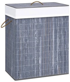 Cesto para roupa suja c/ secção única 83 L bambu cinzento