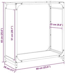 Suporte para lenha 60x28x65 cm aço laminado a frio antracite