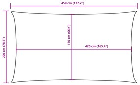 Para-sol estilo vela tecido oxford retangular 2x4,5 m bege