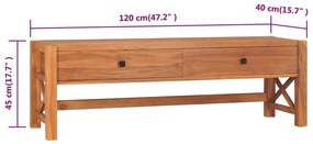 Móvel de TV com gavetas 120x40x45 cm madeira de teca maciça