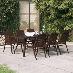 vidaXL 7 pcs conjunto de jantar para jardim castanho e preto