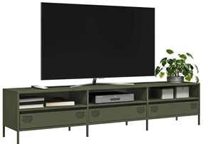 Móvel de TV 202x39x43,5 cm aço laminado a frio verde-azeitona