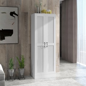 Armário arrumação 60 x 36,5 x 175 cm de 2 portas com 4 prateleiras, estilo contemporâneo, branco