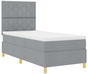 Cama Box Spring com Colchão Cinza Claro 90x200 cm Tecido