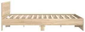 Estrutura de cama com cabeceira 150x200 cm carvalho sonoma