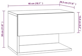 Mesa de cabeceira montagem na parede carvalho fumado