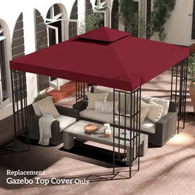 Teto de substituição para tenda de jardim 3 x 3 m (ESTRUTURA NÃO INCLUIDA) vermelha