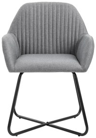 Cadeiras de jantar 4 pcs tecido cinzento-claro