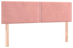 Cabeceira de cama c/ luzes LED veludo 144x5x78/88 cm rosa