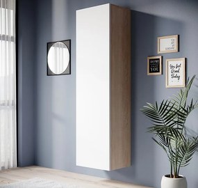 Armário de Parede Estela – 40x165 cm – Sonoma e Branco Mate