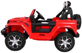 Carro elétrico para Crianças 12V 4x4 Jeep Wrangler Rubicon Rodas de EVA, Assento de couro Vermelho