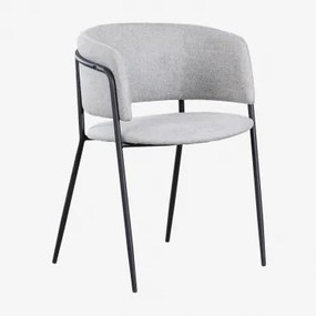 Pacote De 4 Cadeiras De Jantar Estofadas Nalon Negro & Tecido Cinza Claro & Tecido - Sklum