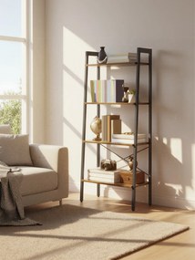 Estante com 4 prateleiras moderna 34,5 x 56 x 137,5 cm castanho vintage-preto
