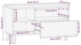 Móvel de TV 80x33x46 cm madeira de mangueira maciça castanho