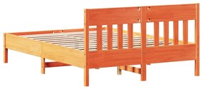 Cama sem colchão 150x200 cm madeira pinho maciça castanho-mel