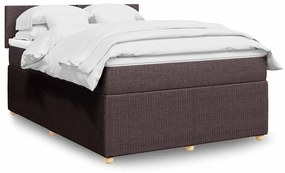 vidaXL Cama com molas/colchão 140x200 cm tecido castanho-escuro