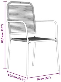 Conjunto de Jantar de 5 Peças em Rattan Preto e Aço