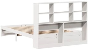 Cama com estante sem colchão 120x200 cm pinho maciço branco