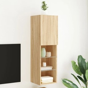 vidaXL Móvel de TV com luzes LED 30,5x30x102 cm carvalho sonoma