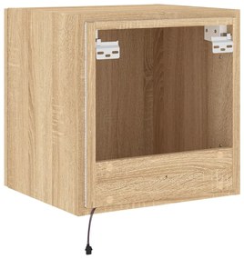 Móveis de parede para TV com luzes LED 2 pcs carvalho sonoma