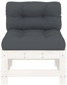 Sofás de centro com almofadões 2 pcs pinho maciço branco