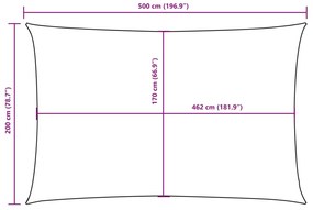 Para-sol tecido oxford retangular 2x5 m cinzento-acastanhado