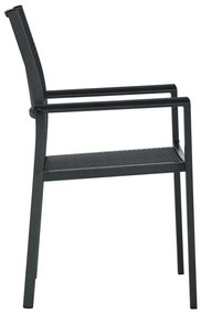 3 pcs conjunto de jantar para jardim preto