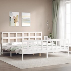 Cama sem colchão 200x200 cm madeira de pinho maciça branco