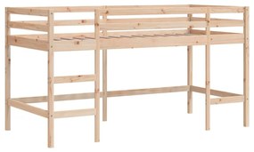 Cama alta p/ criança c/ cortinas 90x190 cm pinho maciço azul