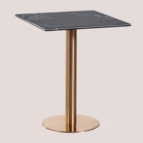 Mesa De Bar Quadrada Em Mármore Cosmopolitan Mármore Nero Marquina & ↔︎ 60 Cm & Oro Rosa - Sklum