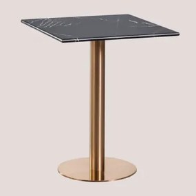 Mesa De Bar Quadrada Em Mármore Cosmopolitan Preto & ↔︎ 60 Cm & Oro Rosa - Sklum