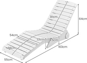 Conjunto de 2 Espreguiçadeiras para Piscina, 163 x 55 x 64 cm, Design Ergonómico em S, Branco