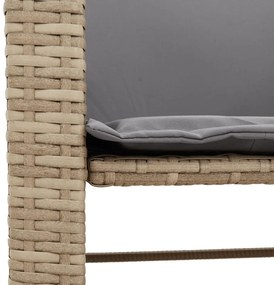 Sofá de jardim de 2 lugares com mesa e bancos vime PE bege