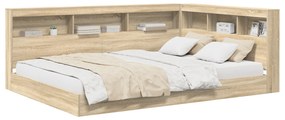 Cama com Estante Carvalho Sonoma 160x200 cm Madeira Engenheirada
