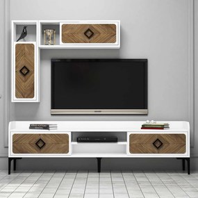 Móvel TV Samba – Branco Nogueira – 180x52x35 cm