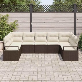 Conjunto de Sofá de Jardim de 9 Peças com Almofadas em Rattan Sintétic