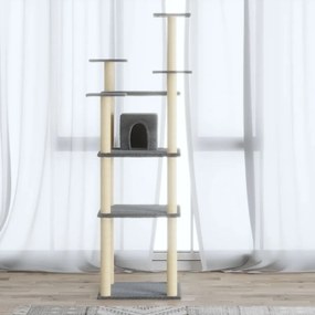 171486 vidaXL Árvore p/ gatos c/ postes arranhadores sisal 171 cm cinza-claro