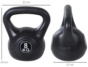 Peso Russo de 8 kg Kettlebell Preenchido de Areia com Punho Largo e Antiderrapante para Trenos em Casa 22x17x24 cm Preto