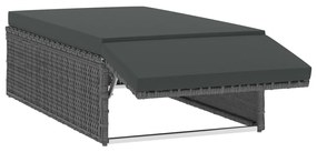 2 pcs conjunto lounge de jardim c/ almofadões vime PE cinzento
