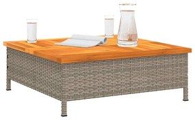 Mesa de jardim 70x70x25cm vime e madeira acácia maciça cinzento