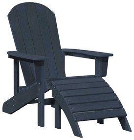 Cadeira Adirondack com Descanso de Pés Azul-marinho HDPE