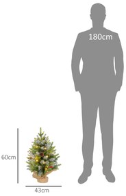 HOMCOM Árvore de Natal 60 cm Árvore de Natal Artificial de Mesa com 20